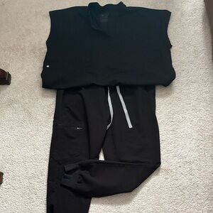 Figs Black Scrub Rafaela Top Jogger Pants Set